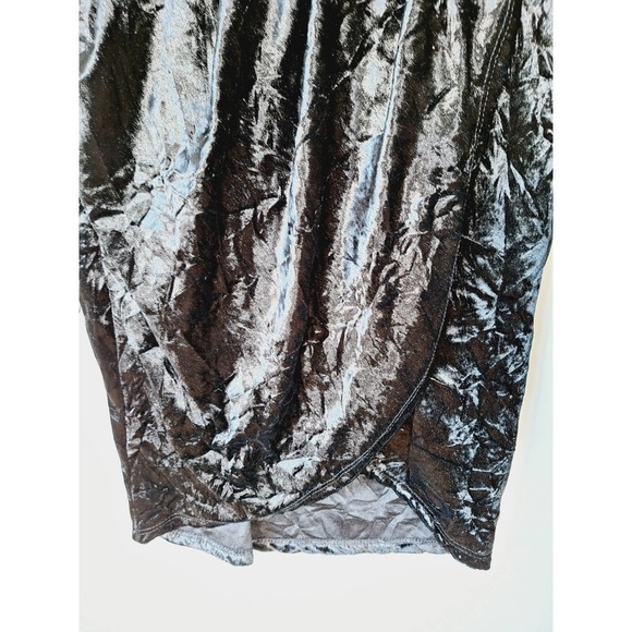 NWOT Blck Crushed Velvet Mini Dress, tulip hem spandex Medium Goth Grunge - Picture 6 of 10